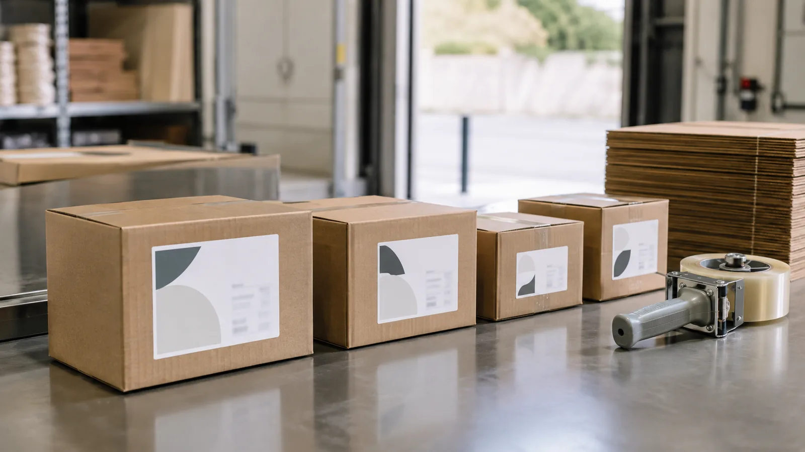 Boxes of printed roll labels ready to ship to Ireland