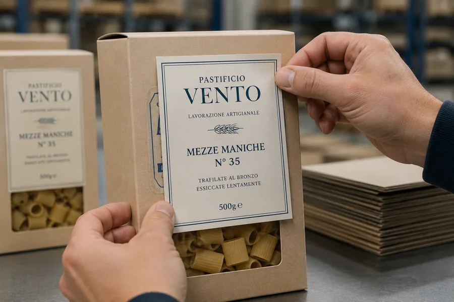 Étiquette rectificative opaque recouvrant une ancienne date imprimée