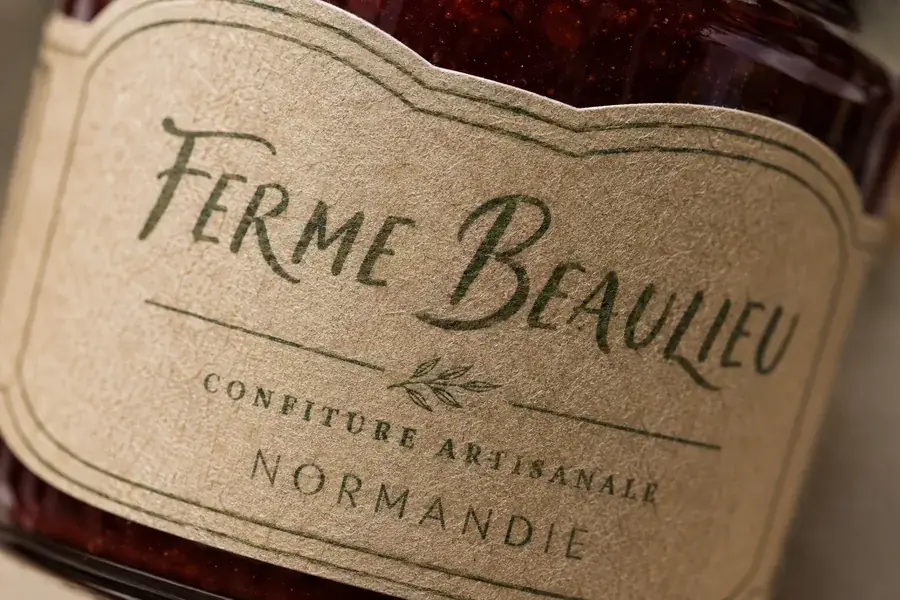 Étiquette en papier kraft naturel sur une bouteille de bière
