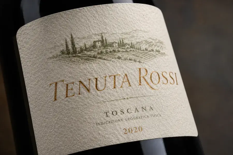 Étiquette vin en Tintoretto texturé